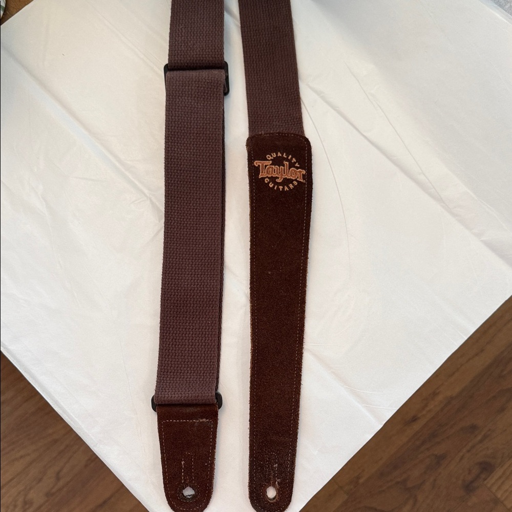Taylor Quality Guitars Suede and canvas adjustable Dark Brown Guitar Strap